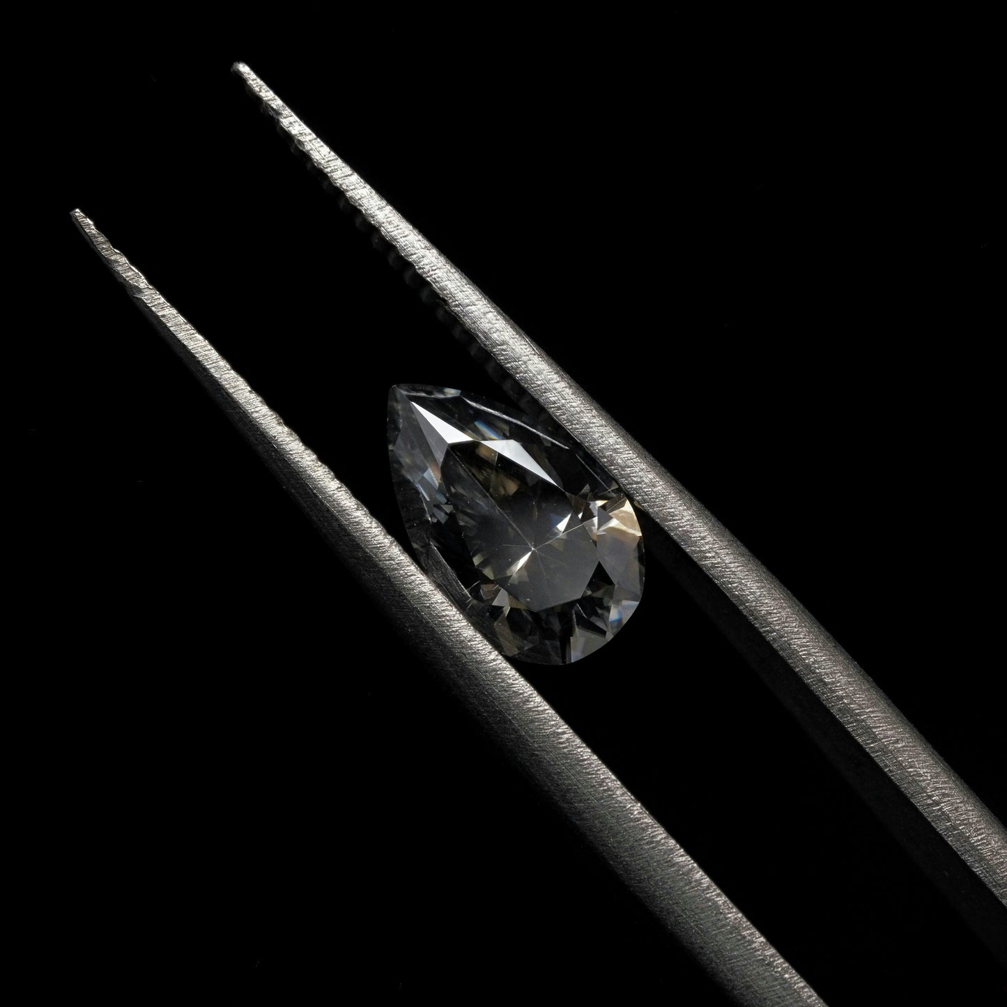 Dark Grey Moissanite Pear