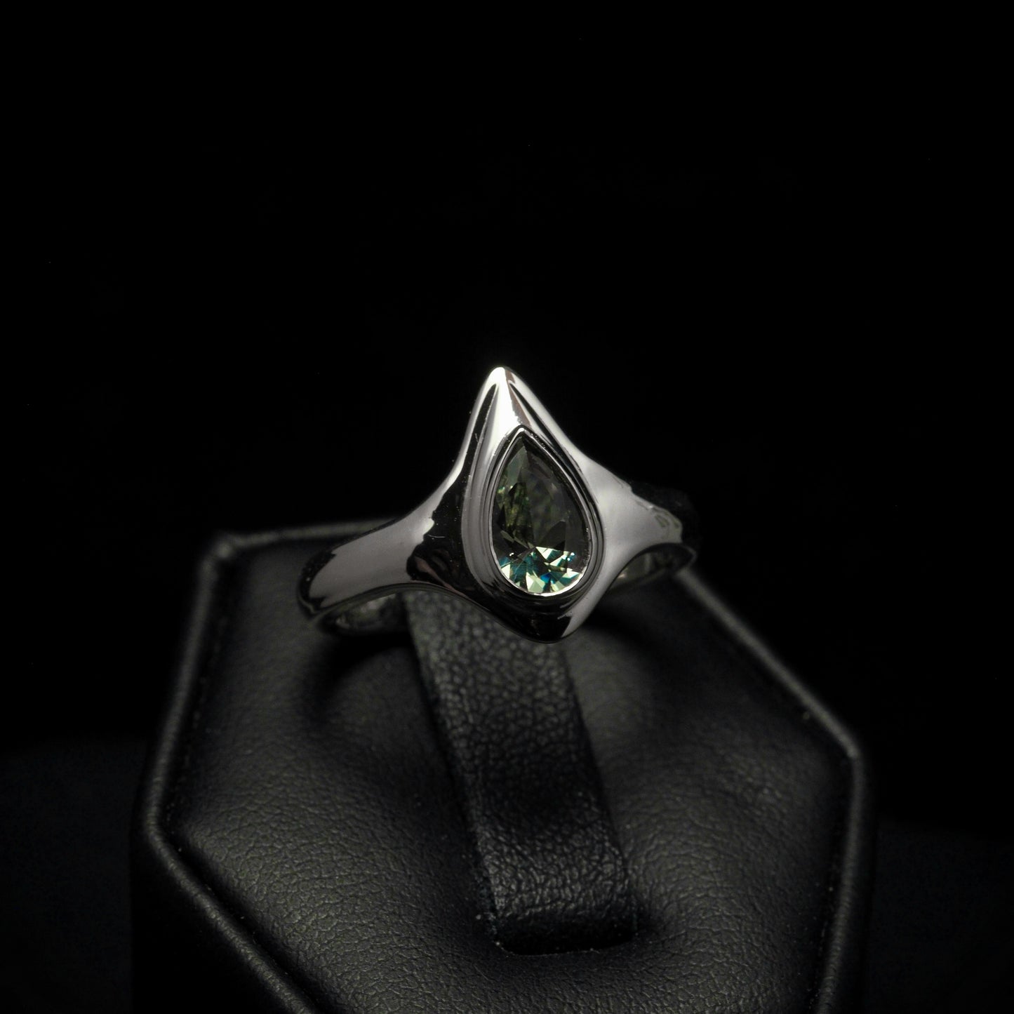 Blood Drop Garnet Ring - Silver