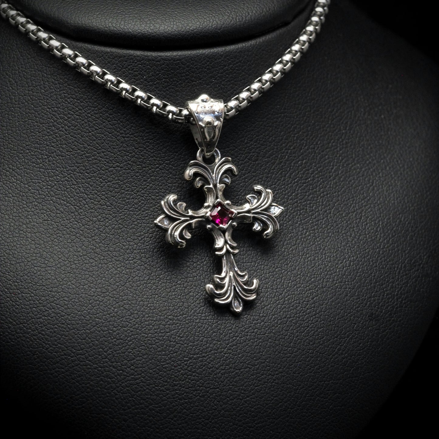 Ornate Cross Necklace- Silver