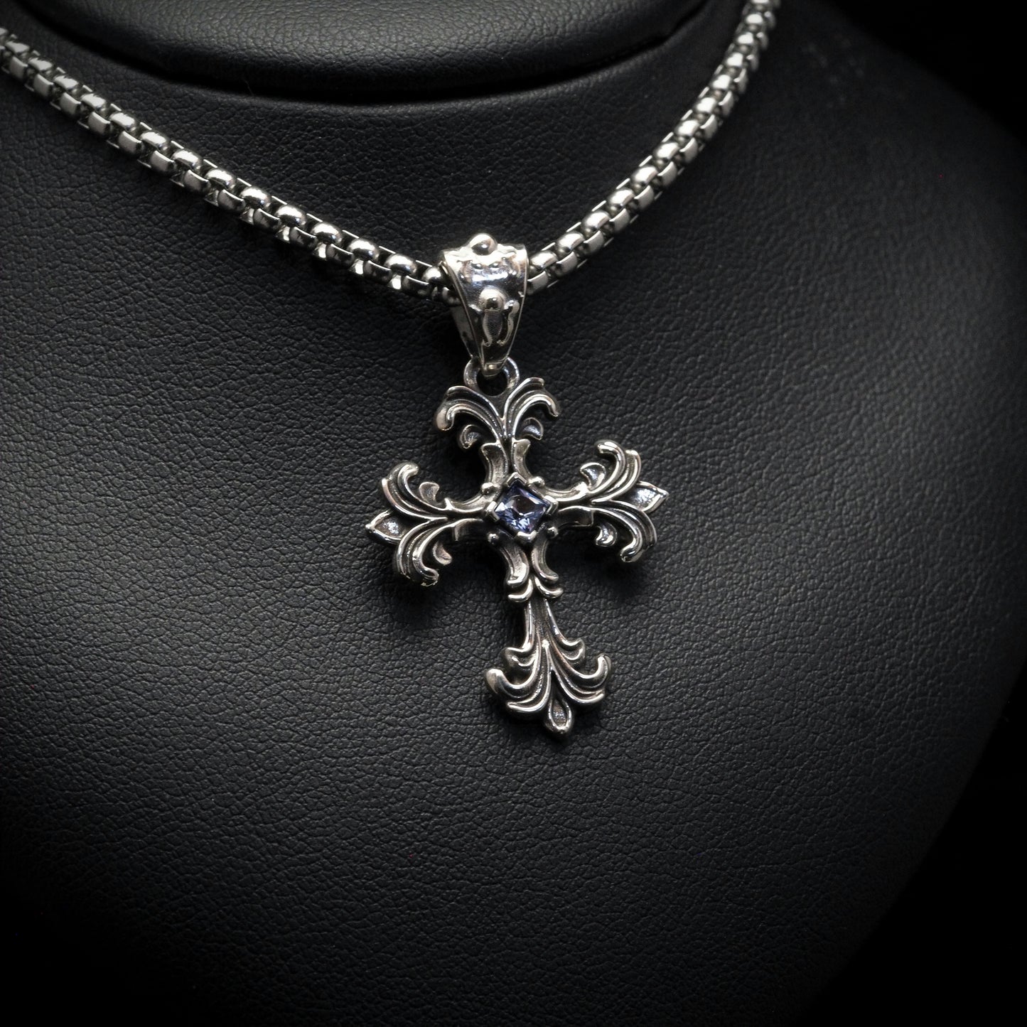Ornate Cross Necklace- Silver