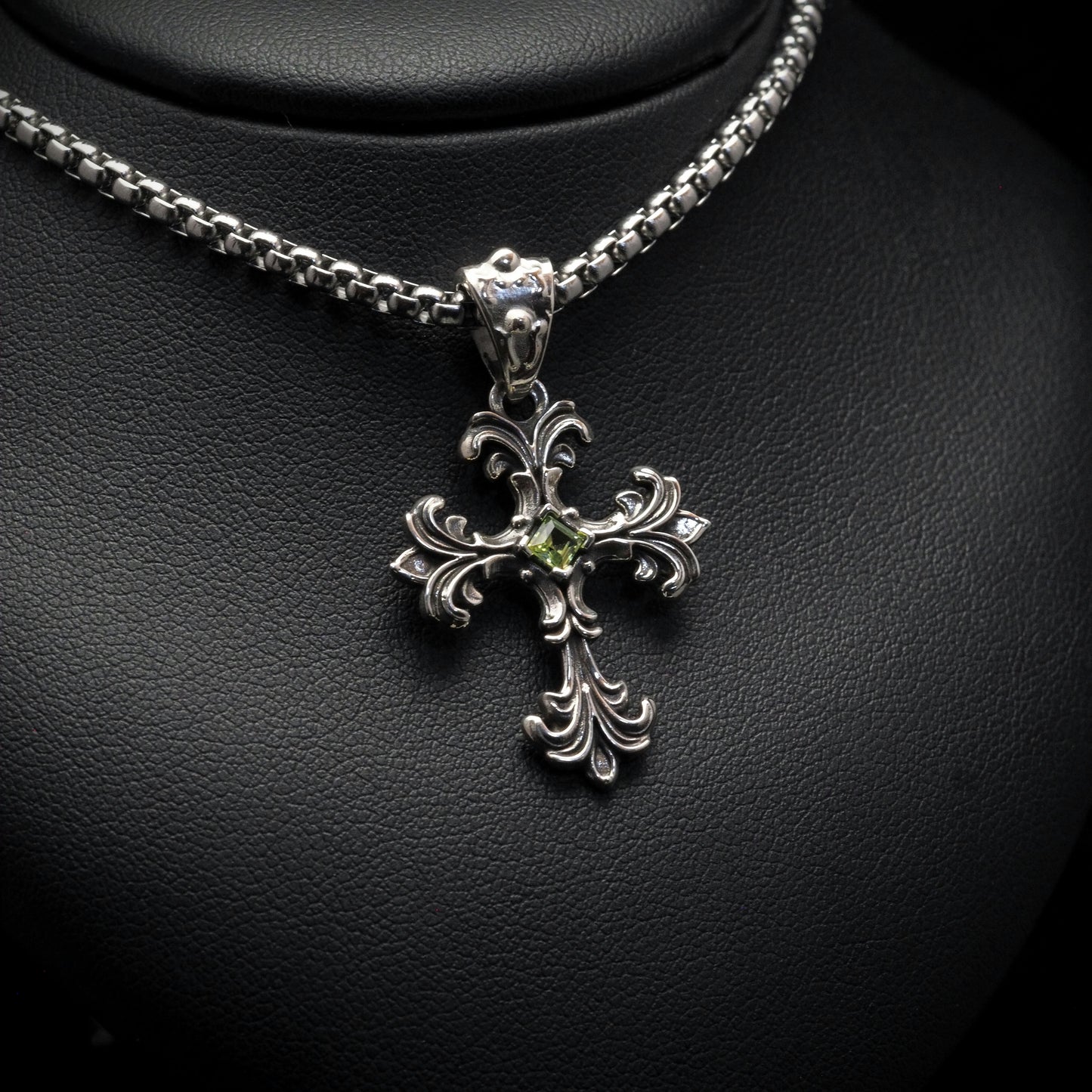 Ornate Cross Necklace- Silver