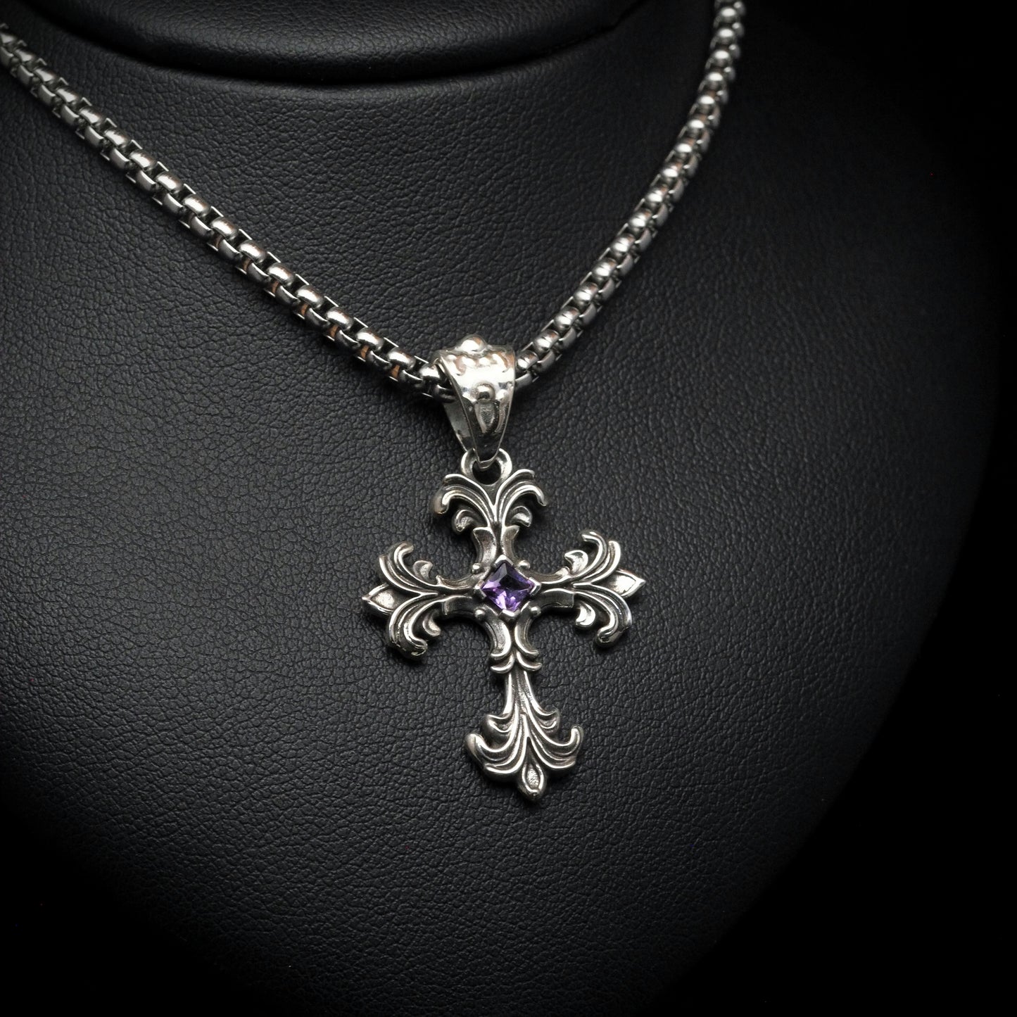 Ornate Cross Necklace- Silver