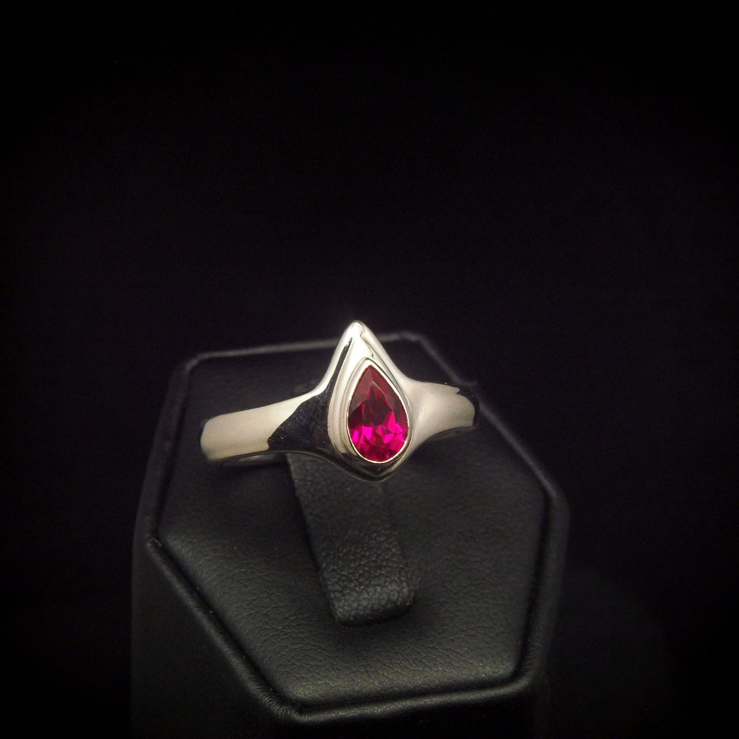 Blood Drop Garnet Ring - Silver