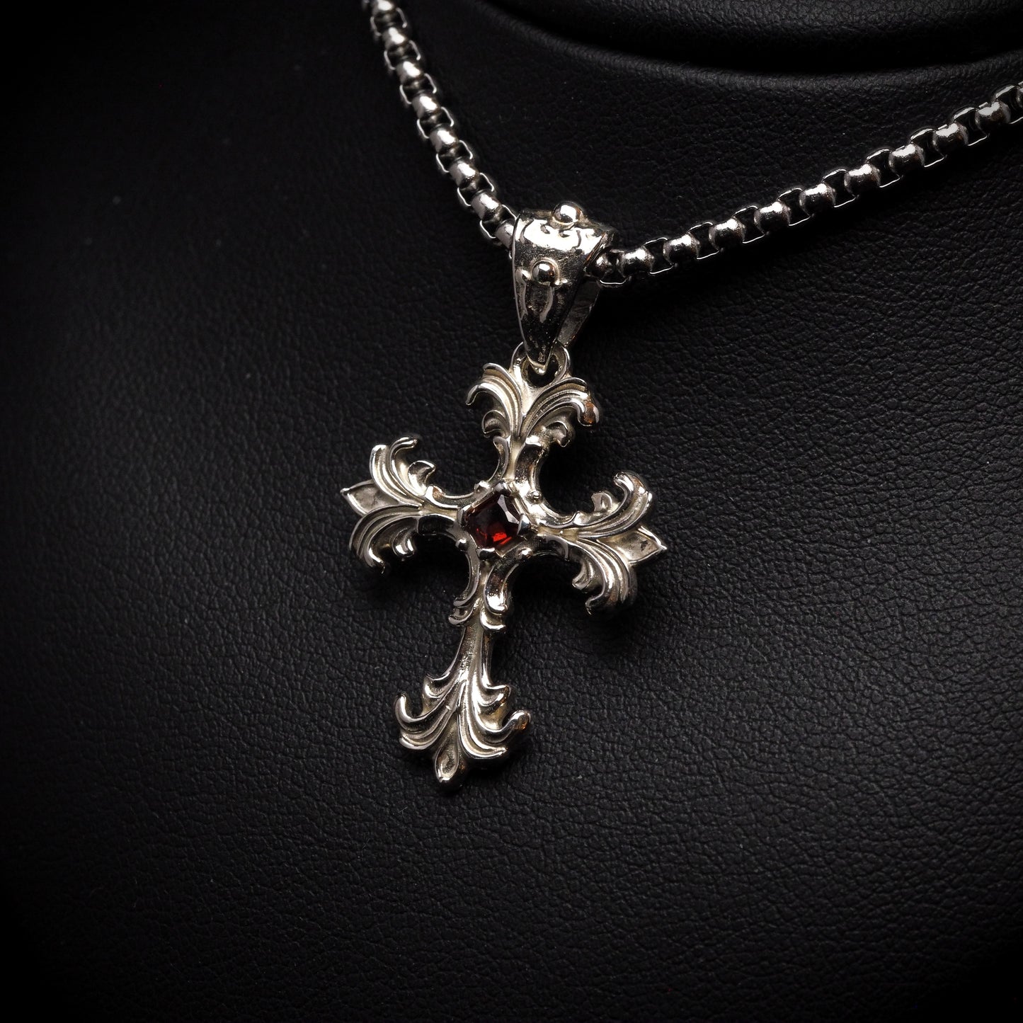 Ornate Cross Necklace- Silver