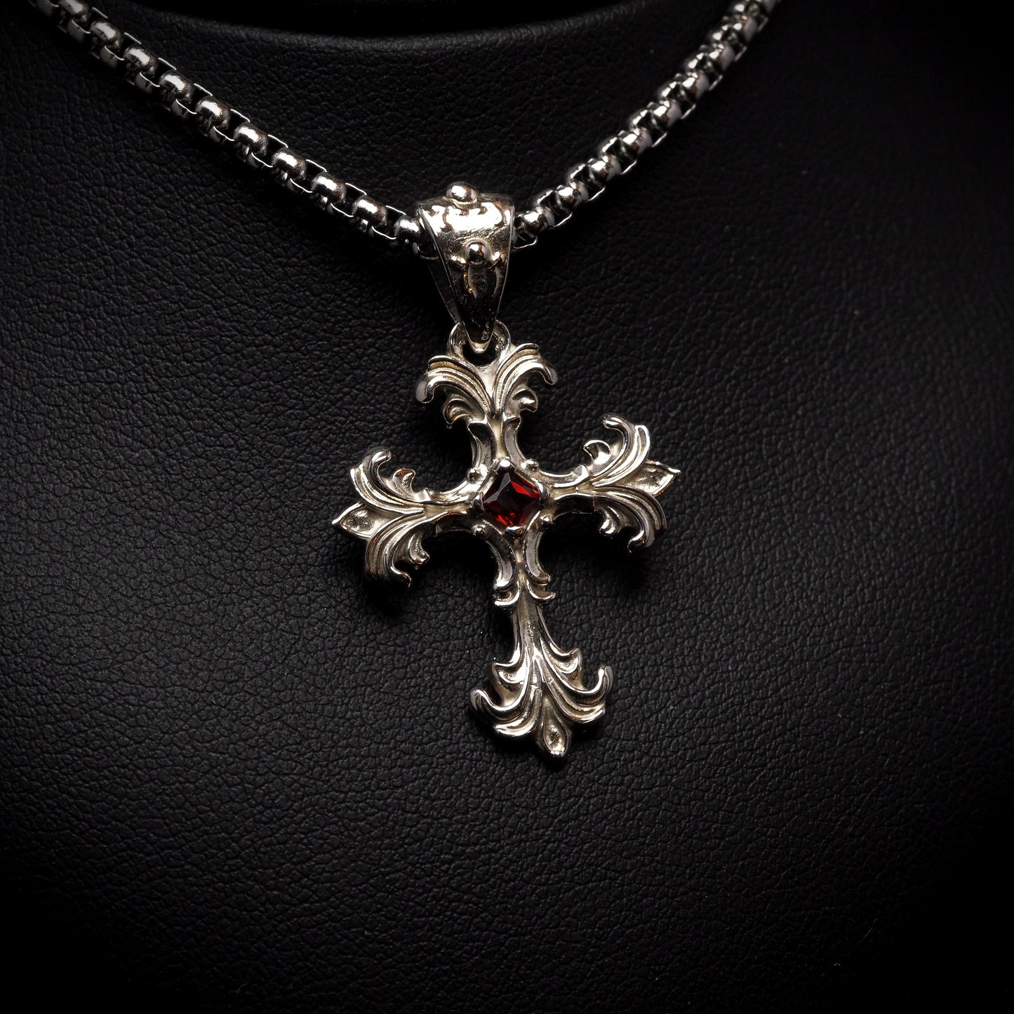 Ornate Cross Necklace- Silver