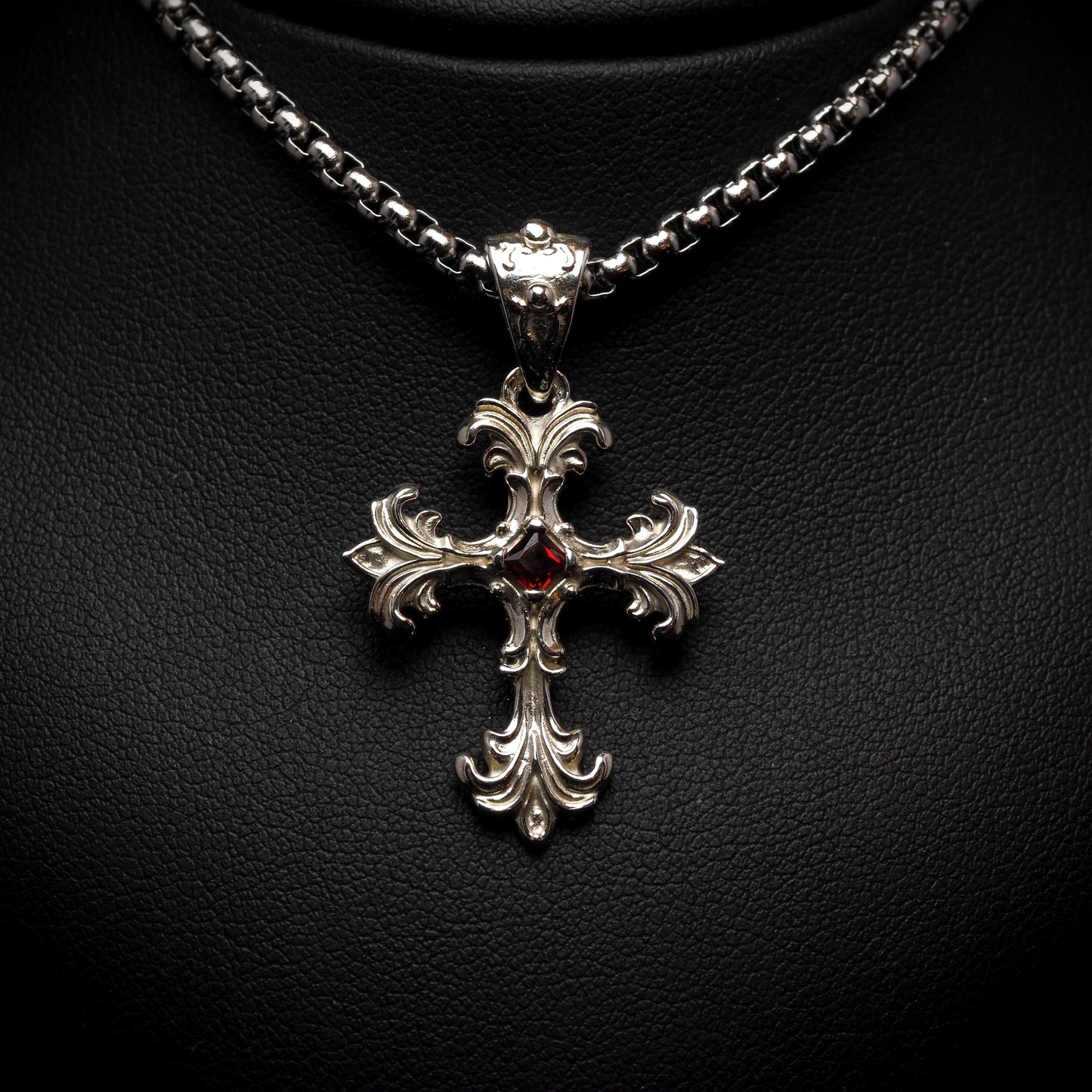 Ornate Cross Necklace- Silver