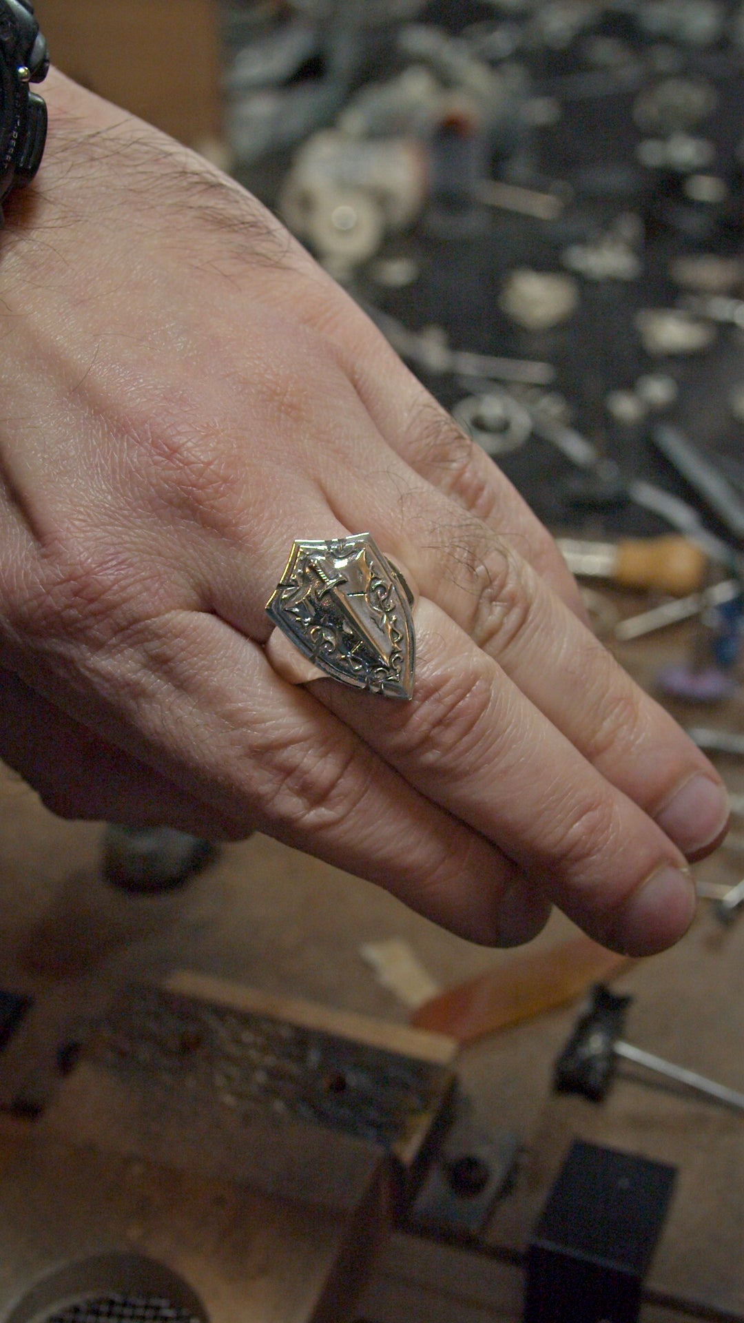 Battlescar Paladin Shield Ring