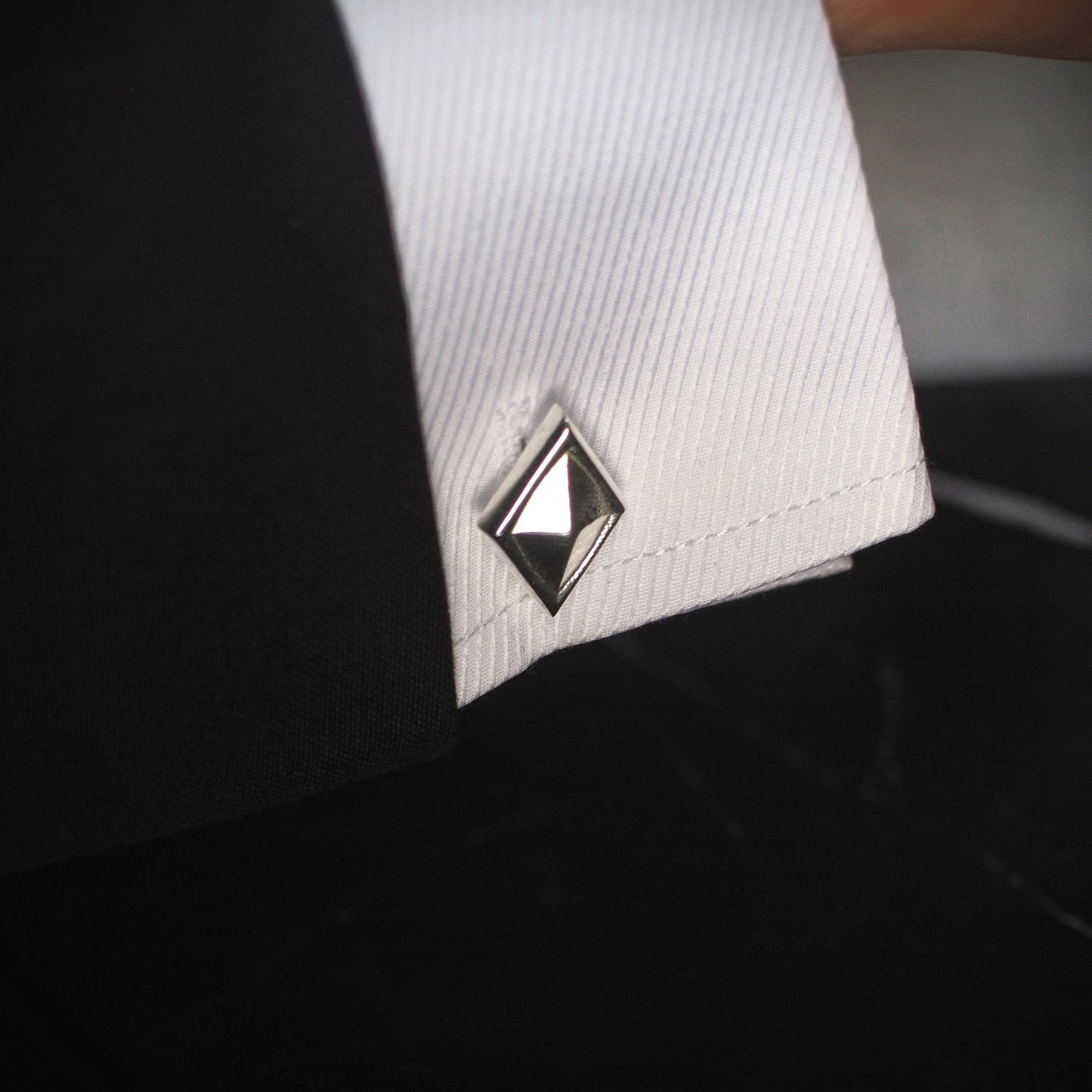 Gothic Diamond Shape Cufflinks - Sterling Silver